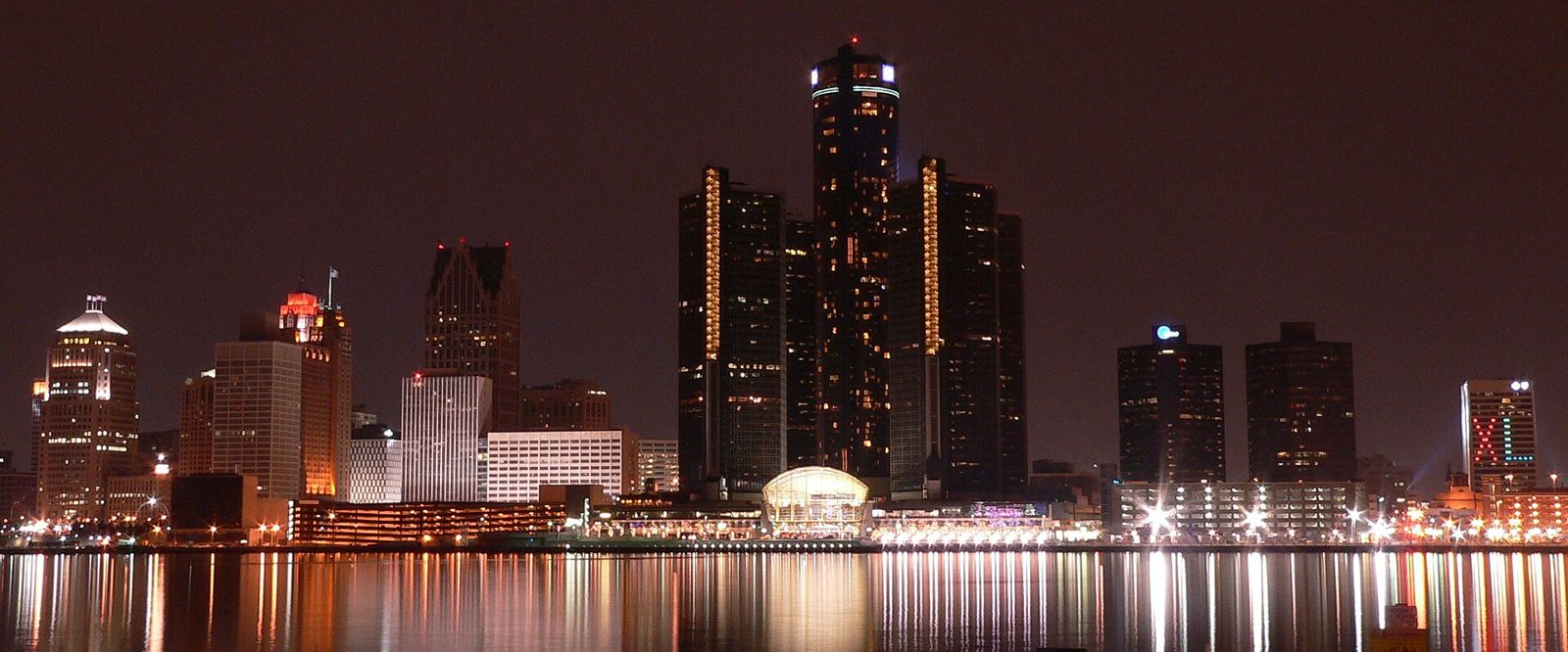 Detroit skyline at night
